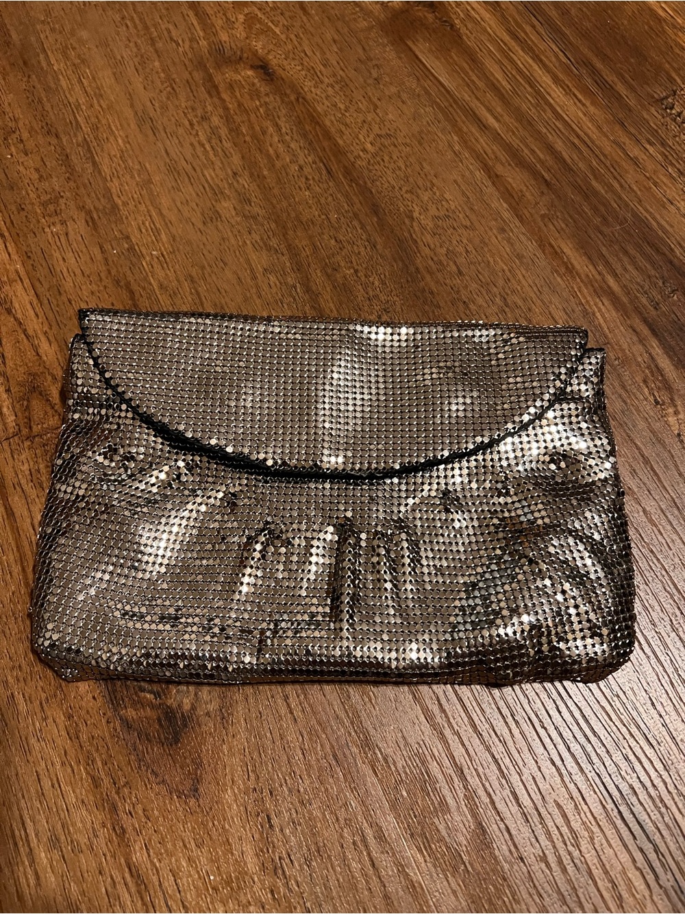 Whiting & Davis Silver Metal Mesh Envelope Clutch Evening Bag